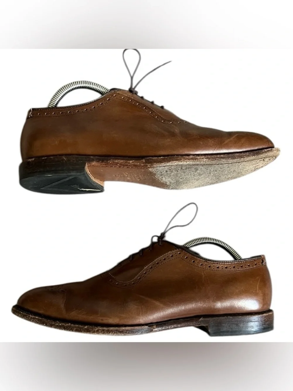 Allen‎ Edmonds Cornwallis Brogue Detailing Brown Leather Loafers Mens 9
